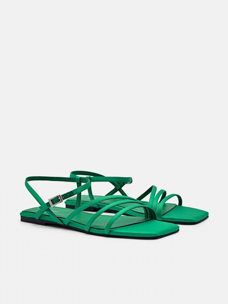 Green Women's Pedro Peggy Ankle Strap Sandals | KDFBJG-593