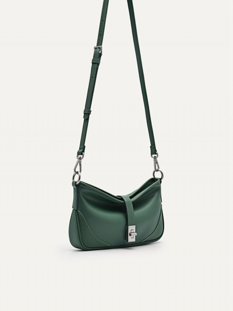 Green Women's Pedro Ruched Shoulder Bags | LZOHUM-067