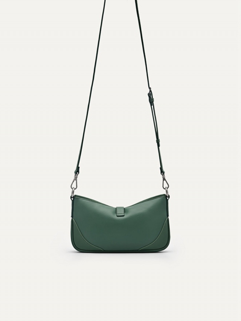 Green Women's Pedro Ruched Shoulder Bags | LZOHUM-067