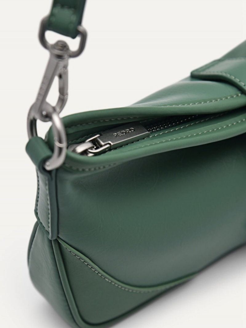 Green Women's Pedro Ruched Shoulder Bags | LZOHUM-067