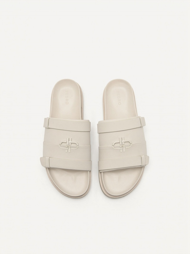 Grey Brown Men's Pedro Icon Slides | PGIQZB-037