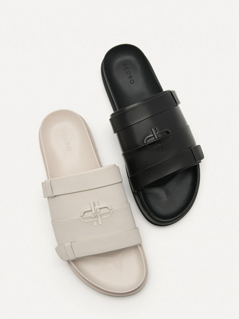 Grey Brown Men's Pedro Icon Slides | PGIQZB-037