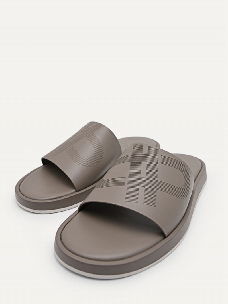 Grey Brown Men's Pedro Icon Slides | TLKSHM-729