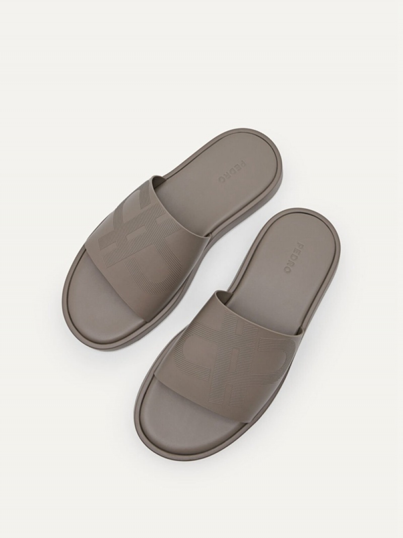 Grey Brown Men's Pedro Icon Slides | TLKSHM-729