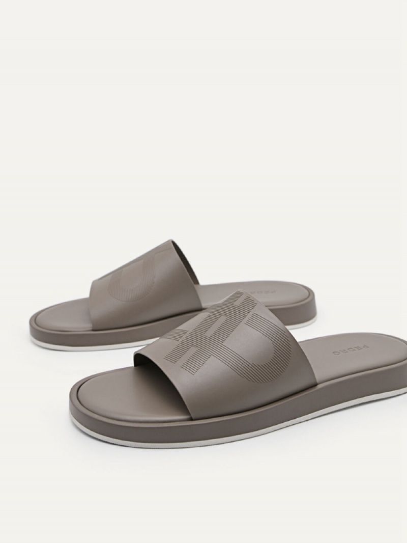 Grey Brown Men's Pedro Icon Slides | TLKSHM-729