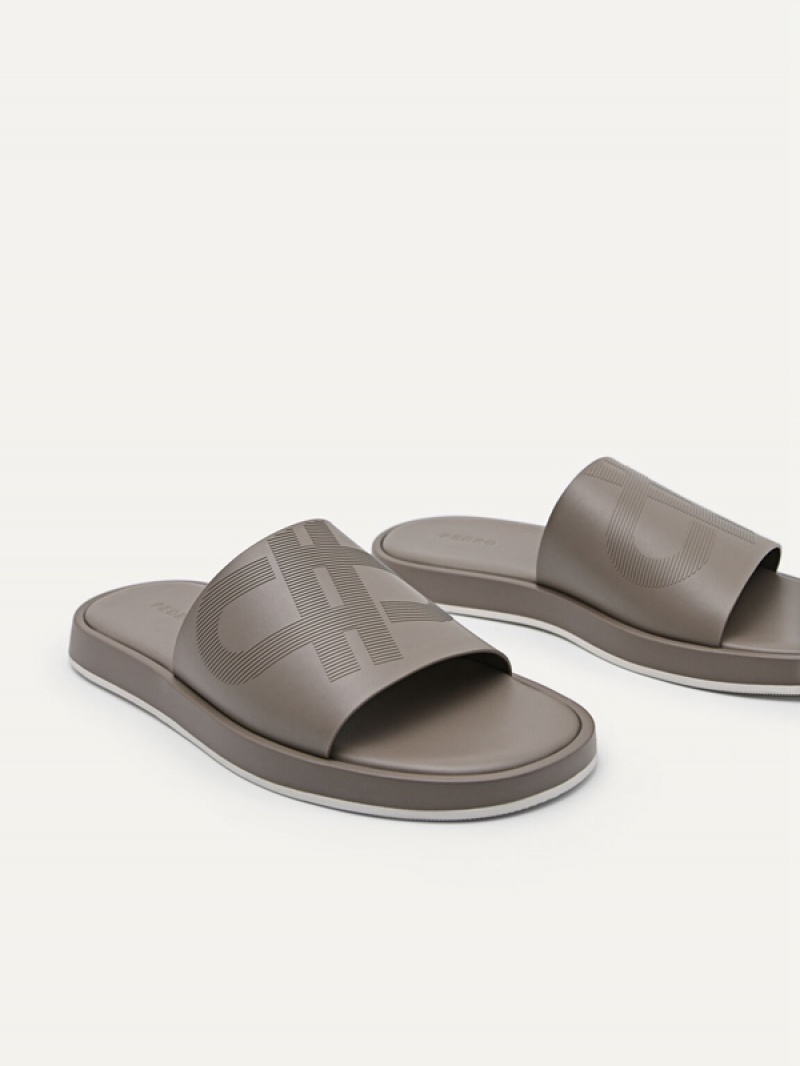 Grey Brown Men's Pedro Icon Slides | TLKSHM-729