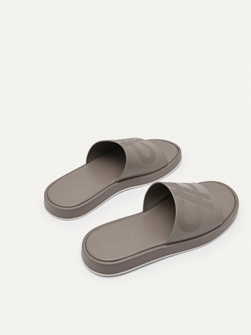 Grey Brown Men's Pedro Icon Slides | TLKSHM-729