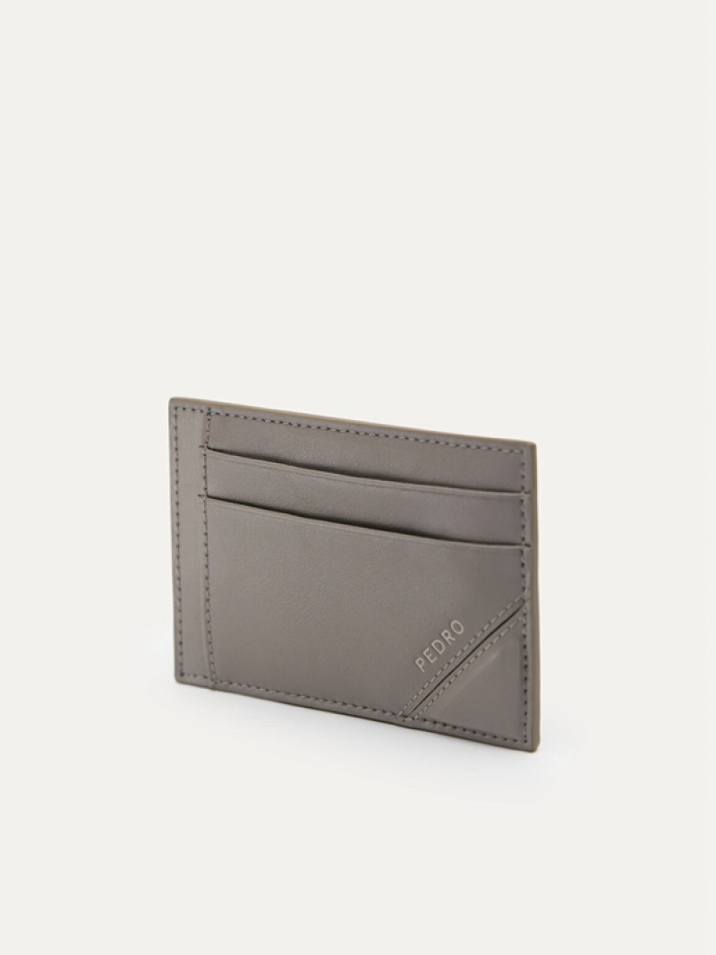 Grey Brown Men's Pedro Leather Card Holder | MLCWVE-853