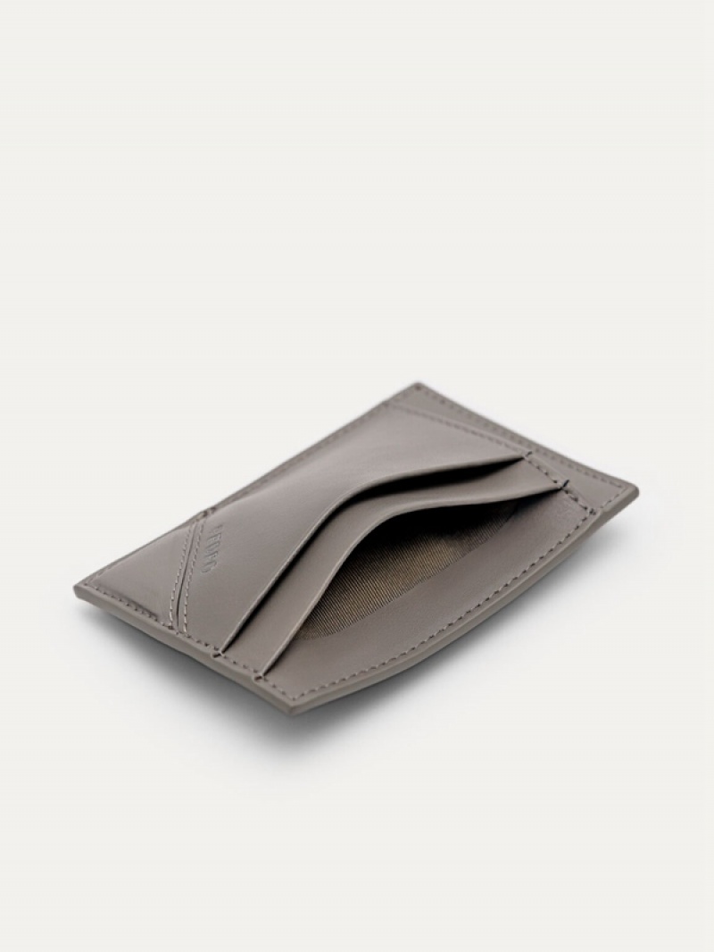 Grey Brown Men's Pedro Leather Card Holder | MLCWVE-853