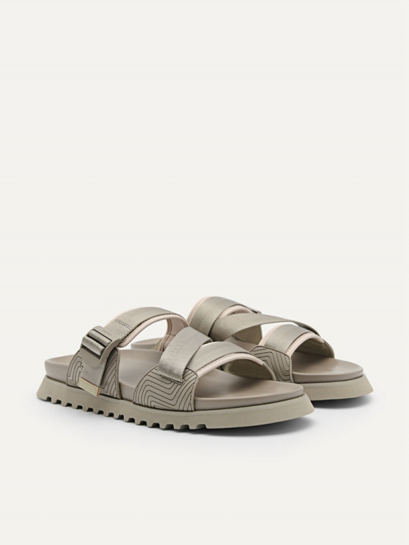 Grey Brown Men's Pedro Nylon Strap Sandals | UNEPLY-270