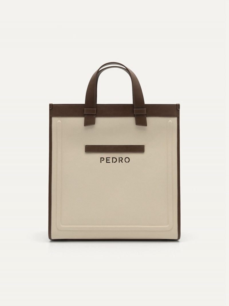 Grey Brown Men\'s Pedro Rory Tote Bag | LUKXTR-504