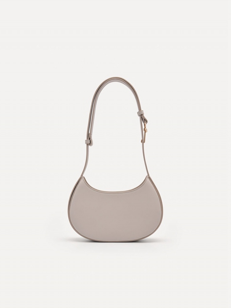 Grey Brown Women's Pedro Carolyn Crescent Shoulder Bags | SDYIHP-413