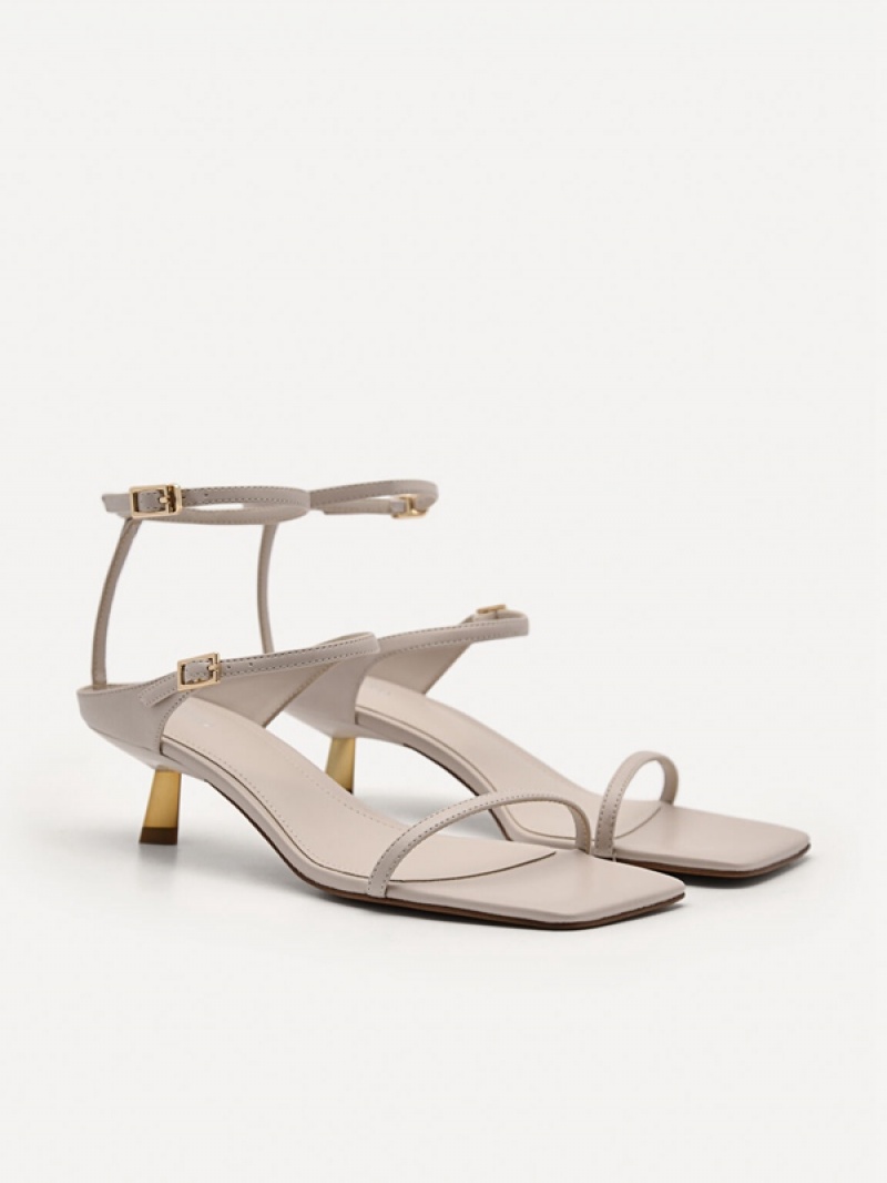 Grey Brown Women's Pedro Carolyn Strappy Heels Sandals | UNSQIL-983