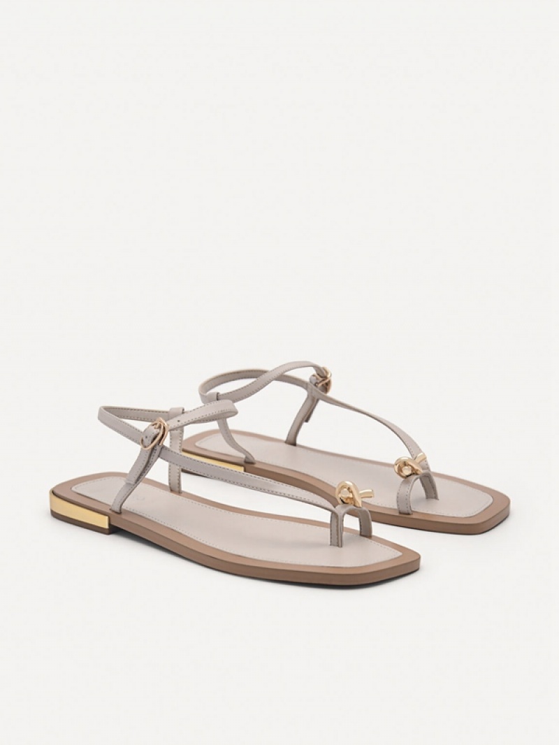 Grey Brown Women's Pedro Carolyn Strappy Sandals | OBAUQF-135