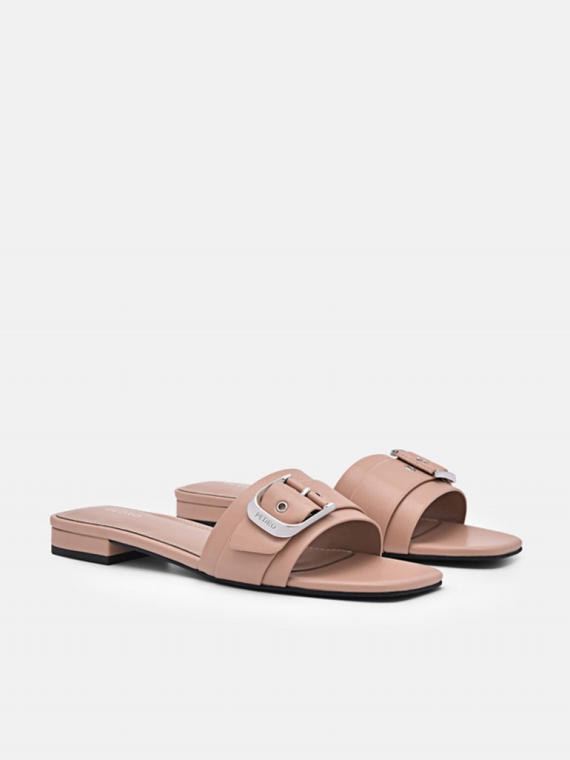 Grey Brown Women's Pedro Helix Buckle Sandals | VRJANH-185