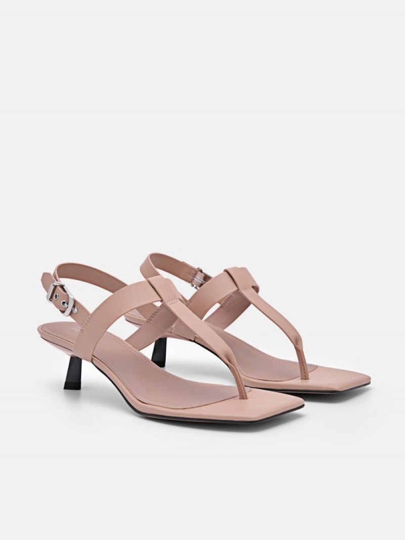 Grey Brown Women's Pedro Helix Heels Sandals | NBWLHD-017