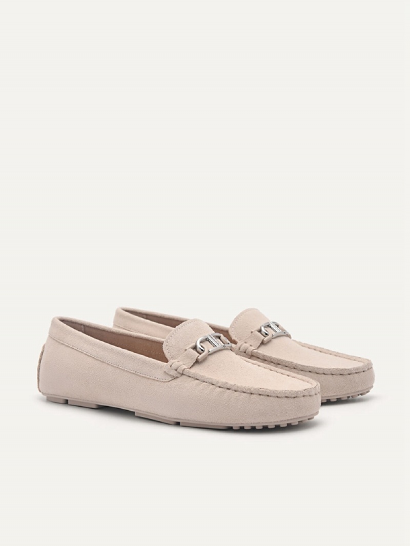 Grey Brown Women's Pedro Icon Suede Moccasins | EIKHDB-439