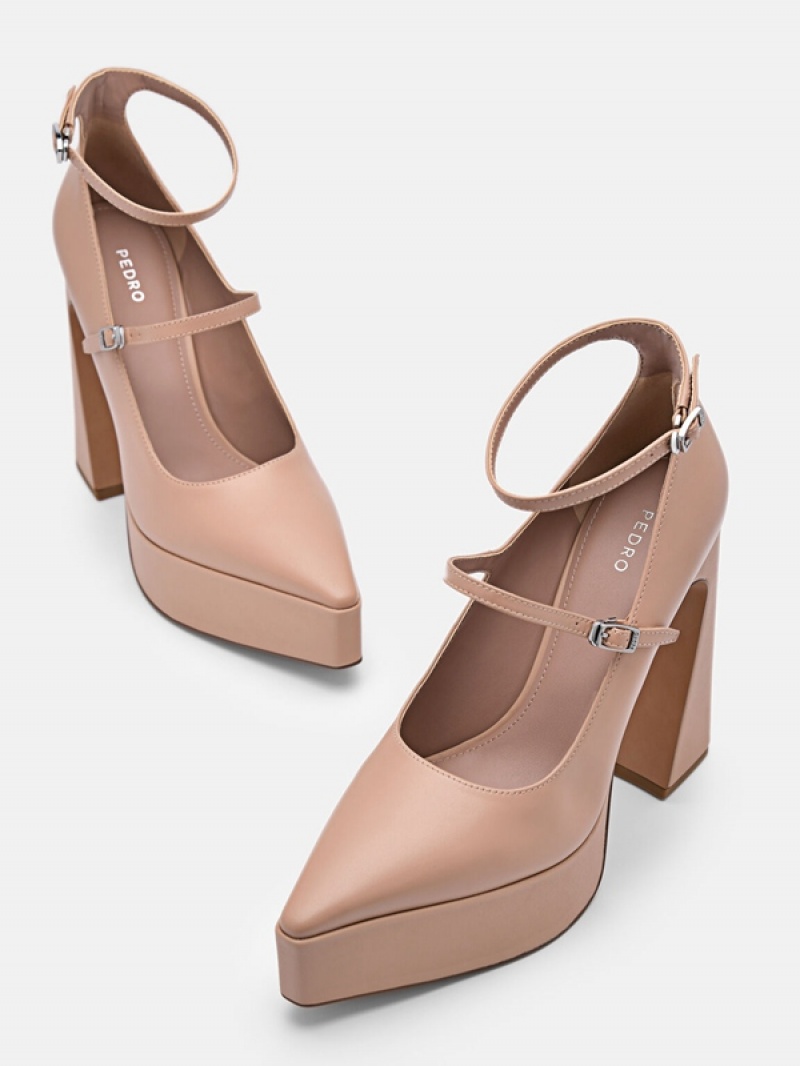 Grey Brown Women's Pedro Mara Leather Pumps | DZQKUO-298