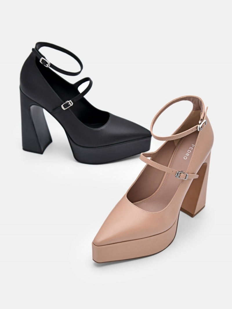 Grey Brown Women's Pedro Mara Leather Pumps | DZQKUO-298