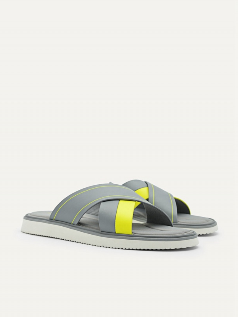 Grey Men's Pedro Flex Slides | WVUPOJ-324