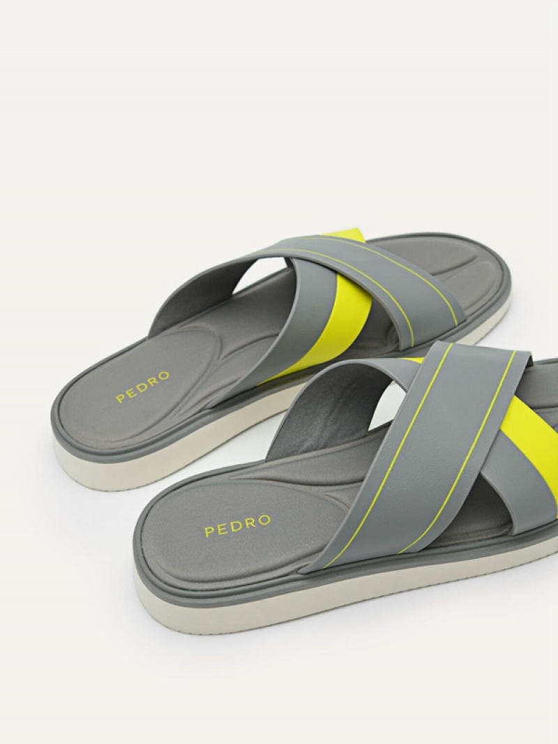 Grey Men's Pedro Flex Slides | WVUPOJ-324