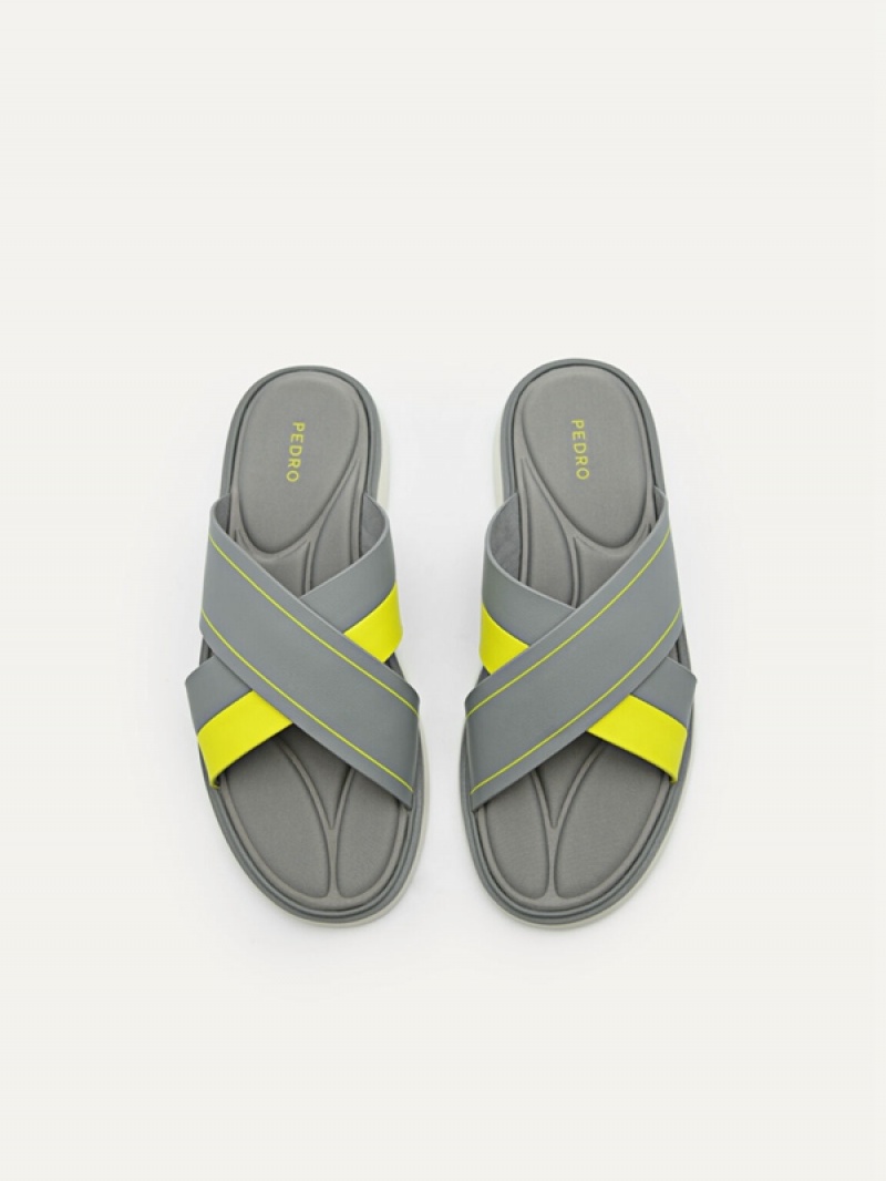 Grey Men's Pedro Flex Slides | WVUPOJ-324