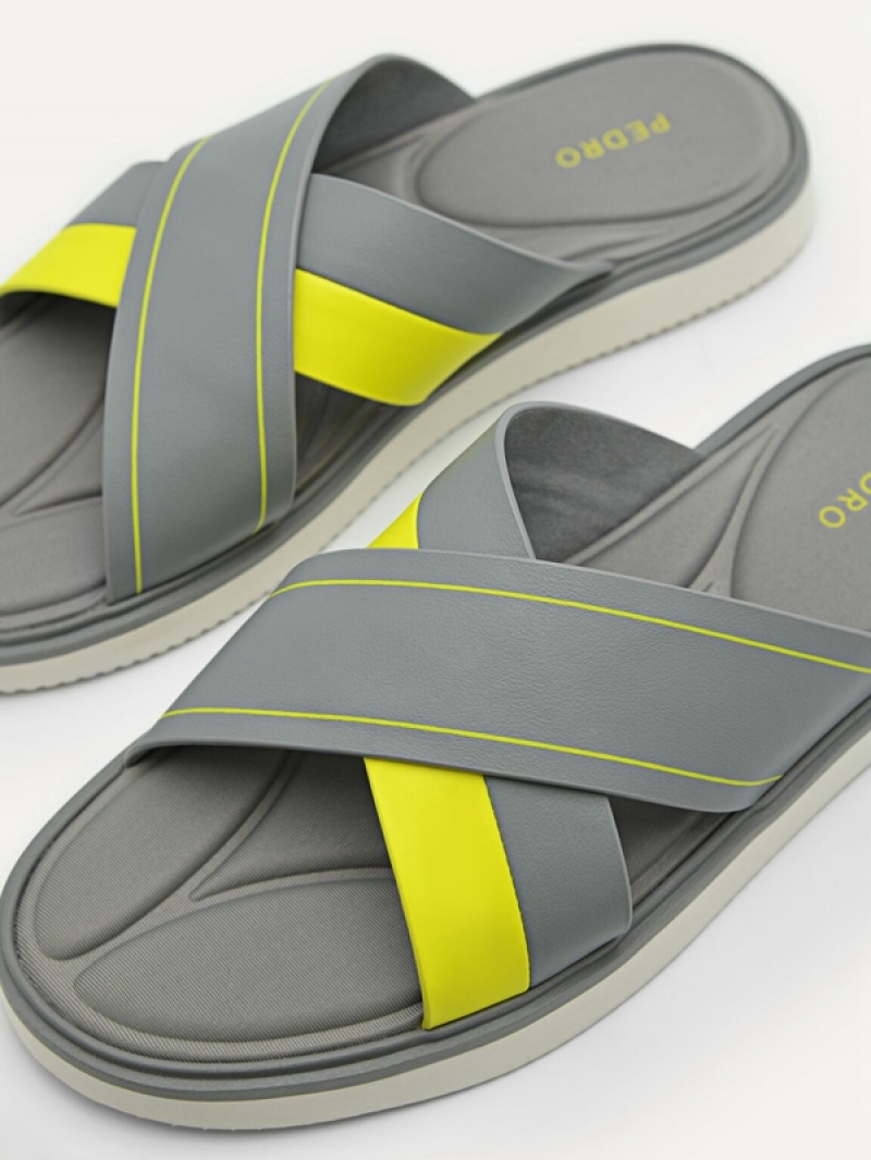 Grey Men's Pedro Flex Slides | WVUPOJ-324