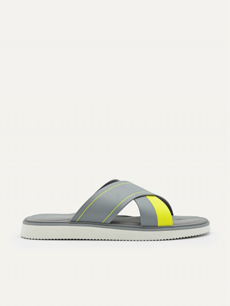 Grey Men\'s Pedro Flex Slides | WVUPOJ-324