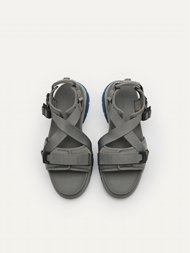 Grey Men's Pedro Hybrix Sandals | MVEACU-690