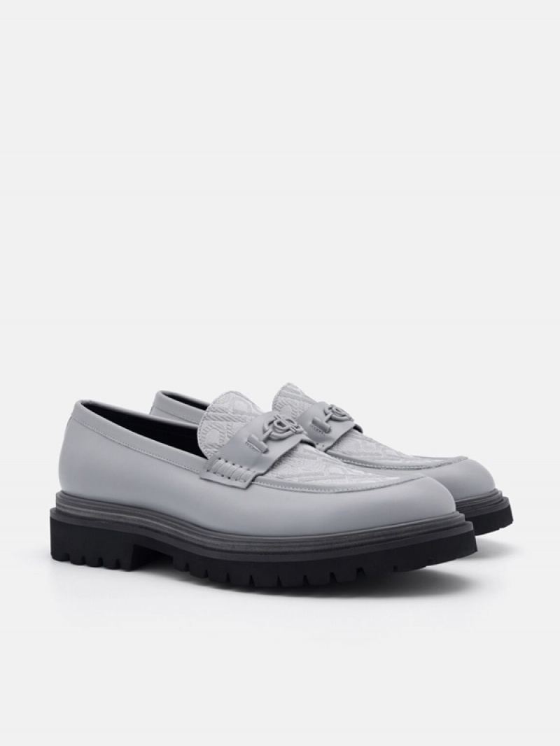 Grey Men's Pedro Icon Leather Loafers | XENMBR-536