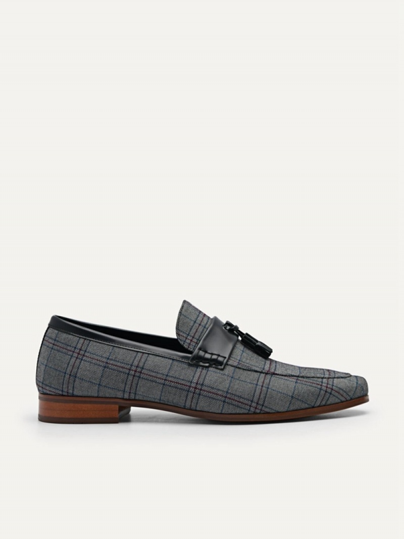 Grey Men\'s Pedro Penny with Tassels Loafers | QYBLUR-058