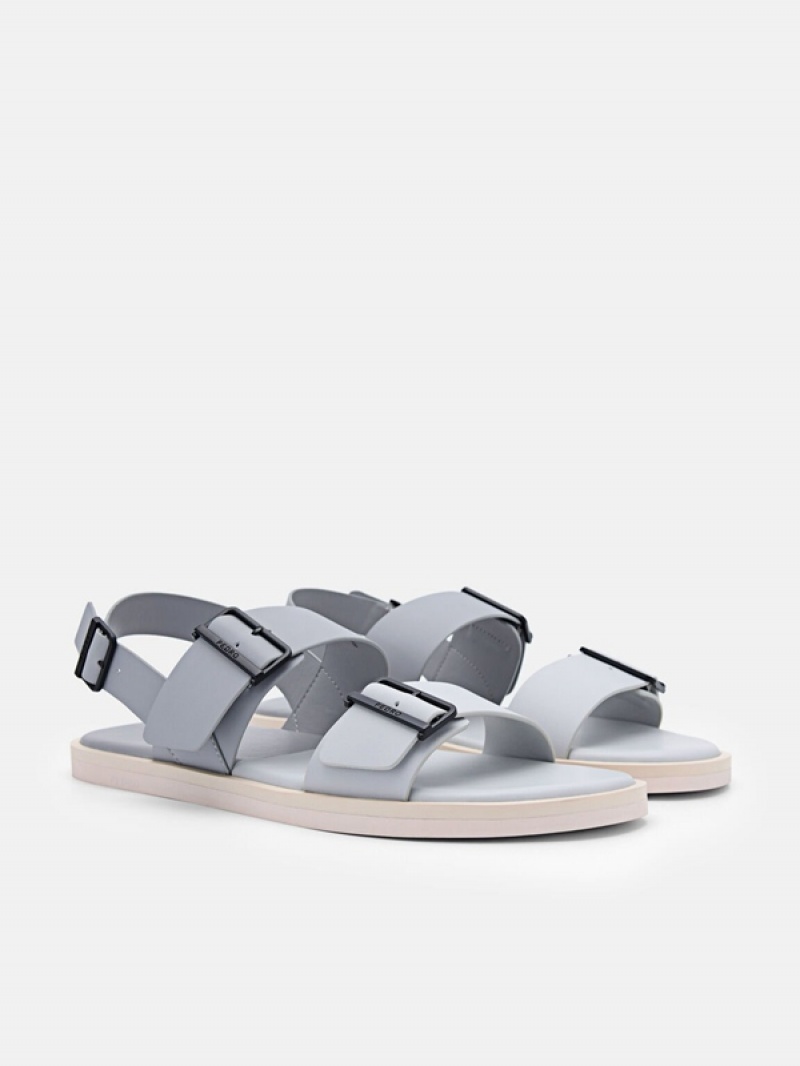 Grey Men's Pedro Ripley Backstrap Strap Sandals | IOFYMT-368