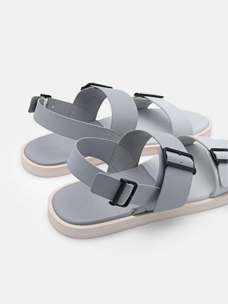 Grey Men's Pedro Ripley Backstrap Strap Sandals | IOFYMT-368