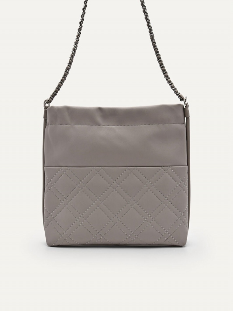 Grey Women's Pedro Cala Quilted Drawstring JM003 Tote Bag | NRFQSB-490