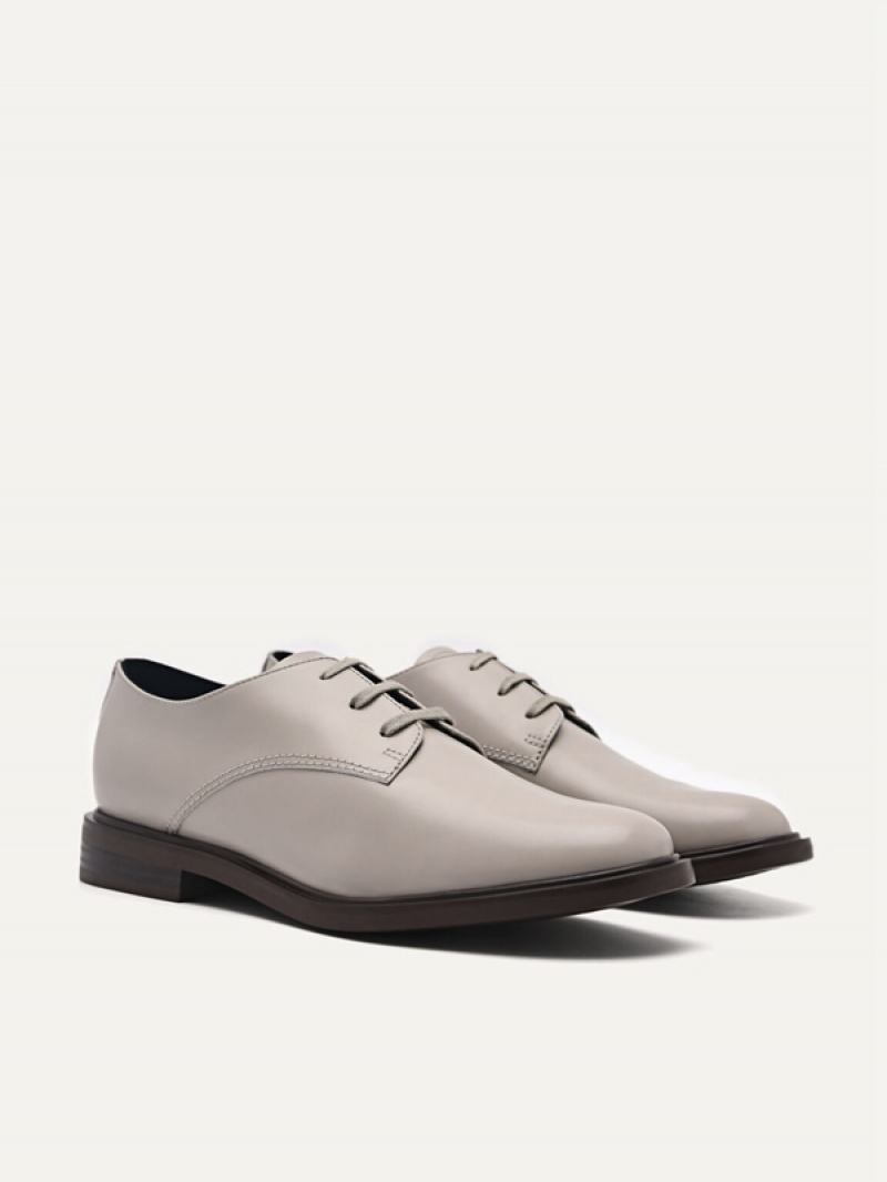 Grey Women's Pedro Studio Lou Leather Derby Shoes | MEJVFY-421