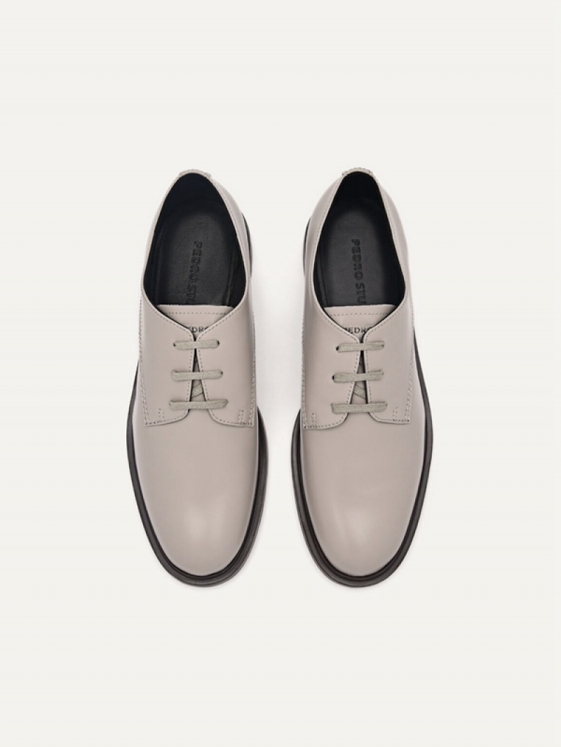 Grey Women's Pedro Studio Lou Leather Derby Shoes | MEJVFY-421