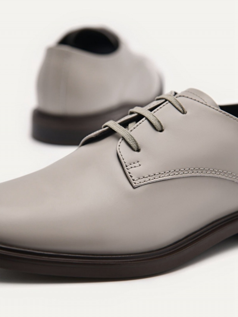 Grey Women's Pedro Studio Lou Leather Derby Shoes | MEJVFY-421