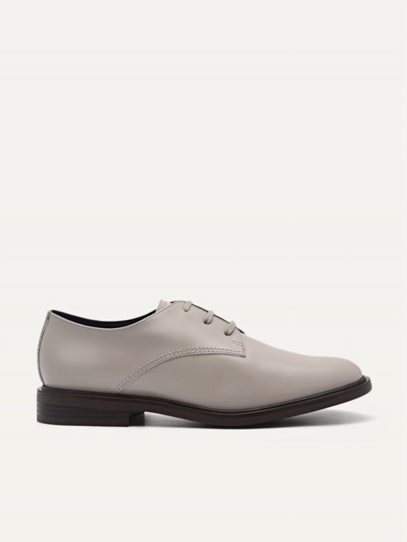 Grey Women\'s Pedro Studio Lou Leather Derby Shoes | MEJVFY-421