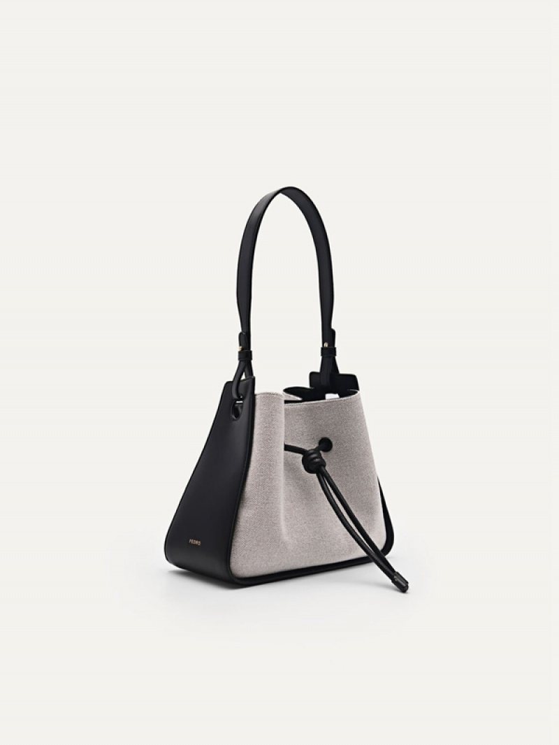 Grey Women's Pedro Yasmin Linen Bucket Bags | XAIYGN-501