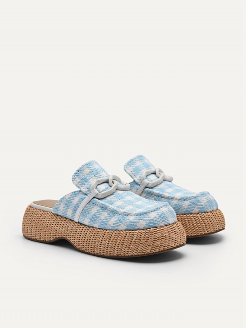 Light Blue Women's Pedro Beth Wedge Mules | NUOIKS-508