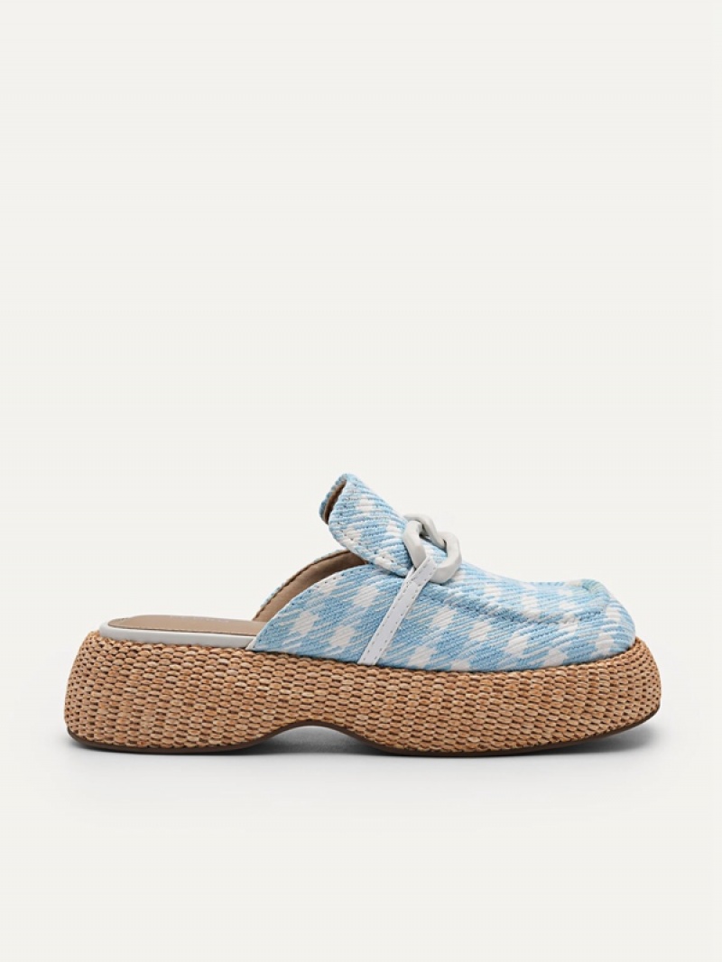 Light Blue Women\'s Pedro Beth Wedge Mules | NUOIKS-508