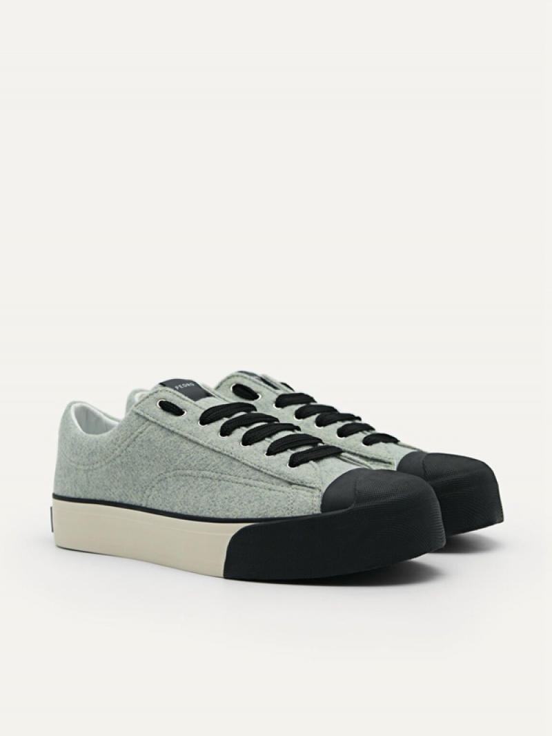 Light Green Men's Pedro Low Top Felt Sneakers | UFMAVT-473