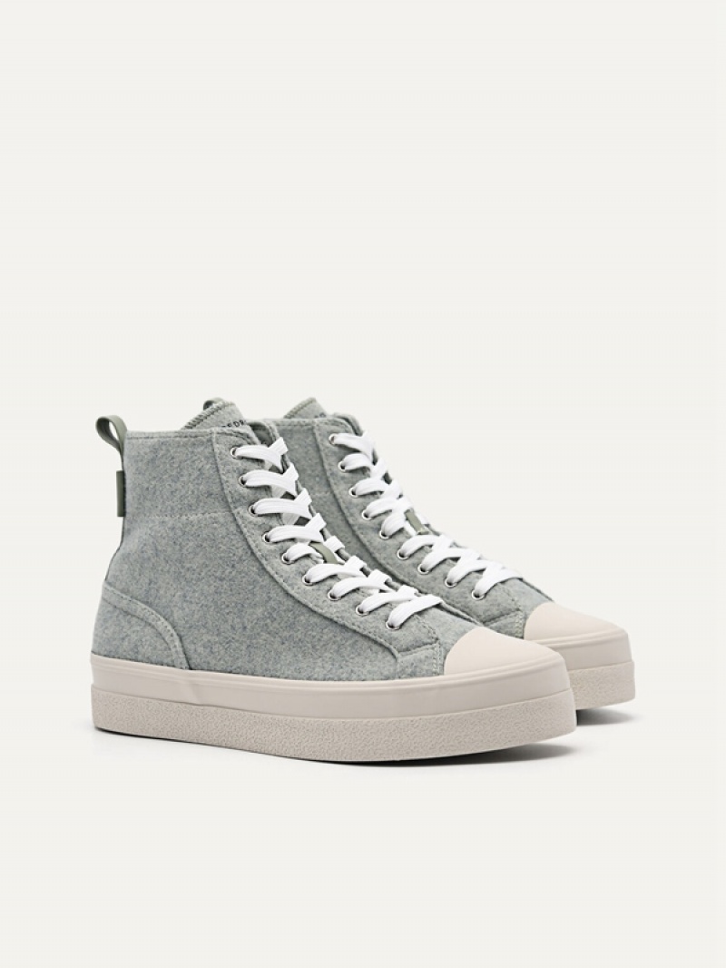 Light Green Women's Pedro Felt High Top Sneakers | ZUERAW-763