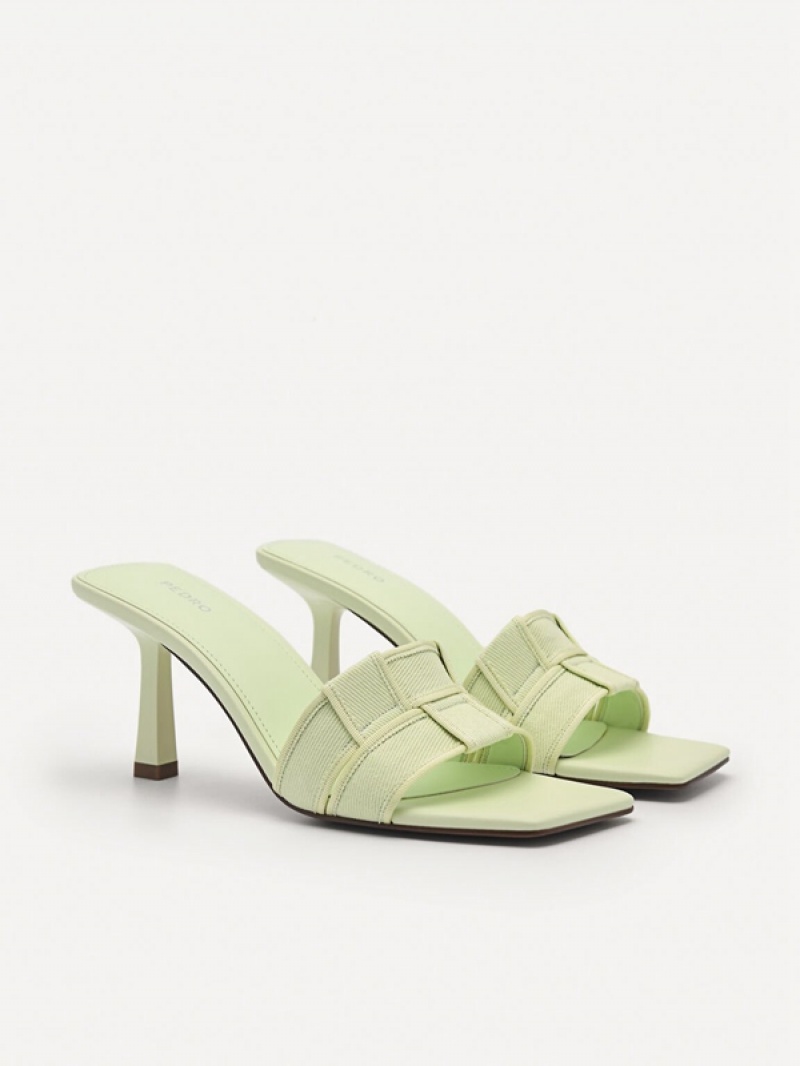 Light Green Women's Pedro Ibiza Woven Heels Sandals | RGNMKI-859