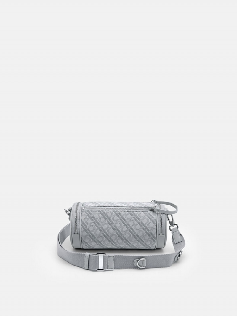 Light Grey Men's Pedro Icon Jacquard Sling Bag | EXSTVC-789