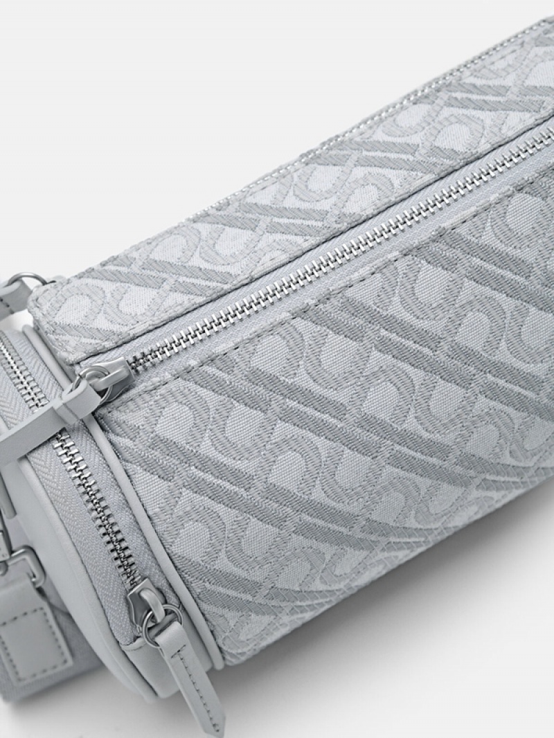 Light Grey Men's Pedro Icon Jacquard Sling Bag | EXSTVC-789