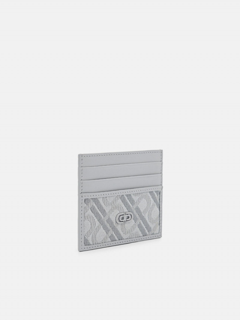 Light Grey Men's Pedro Icon Leather Card Holder | MNPFDS-075