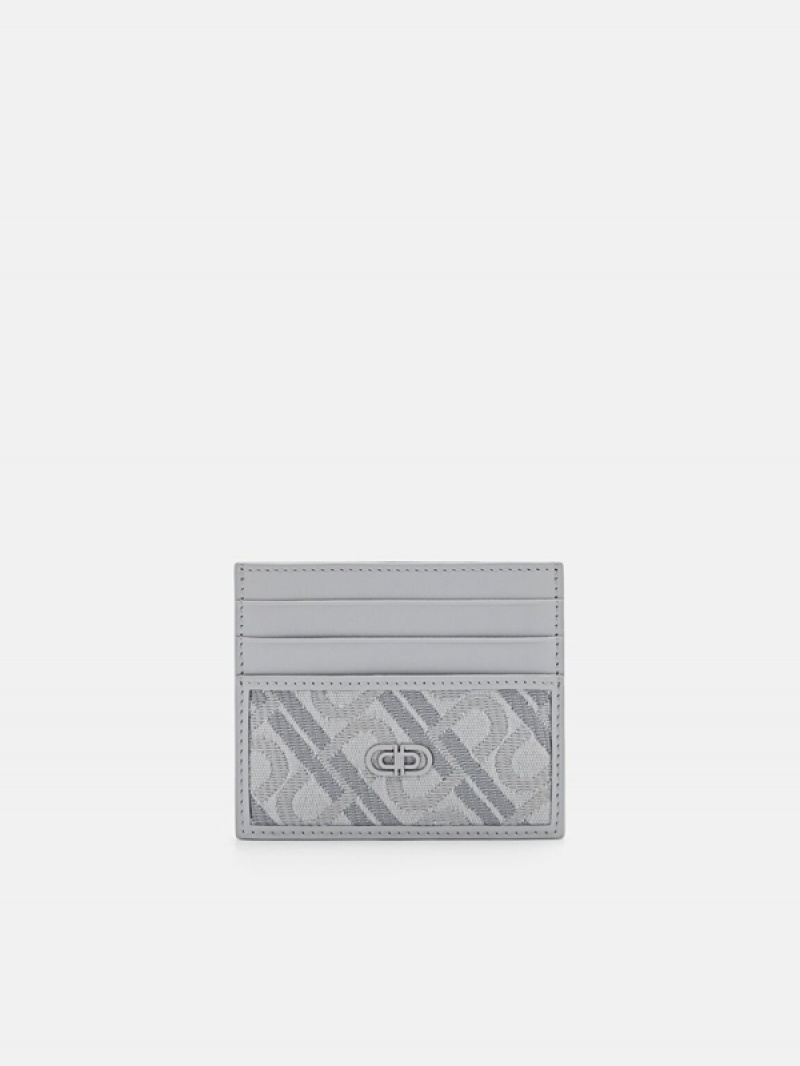 Light Grey Men\'s Pedro Icon Leather Card Holder | MNPFDS-075