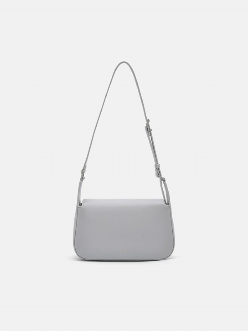 Light Grey Women's Pedro Icon Leather Shoulder Bags | CHDWMT-789