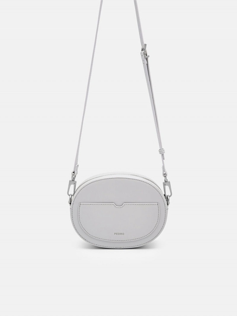 Light Grey Women's Pedro Icon Round Leather Shoulder Bags | RUAZEH-094